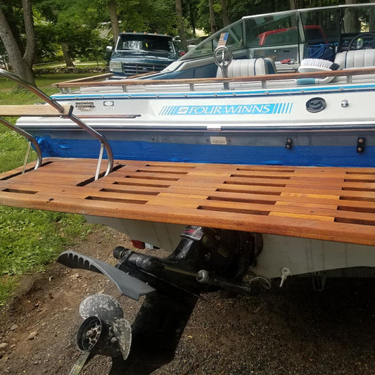 TotalBoat 2-Part Teak Wood Cleaner and Brightening System used on a boat