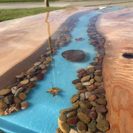 ThickSet Deep Pour Epoxy Resin used on an intricate river table