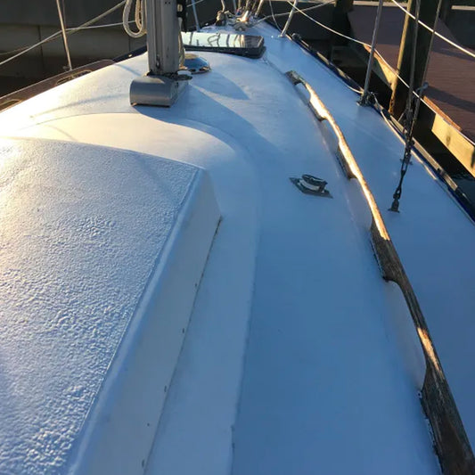 TotalBoat Premium Marine Topside Primer on a finished boat