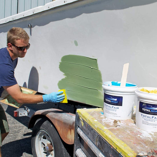 TotalBoat TotalFair Epoxy Fairing Compound being used on a boat