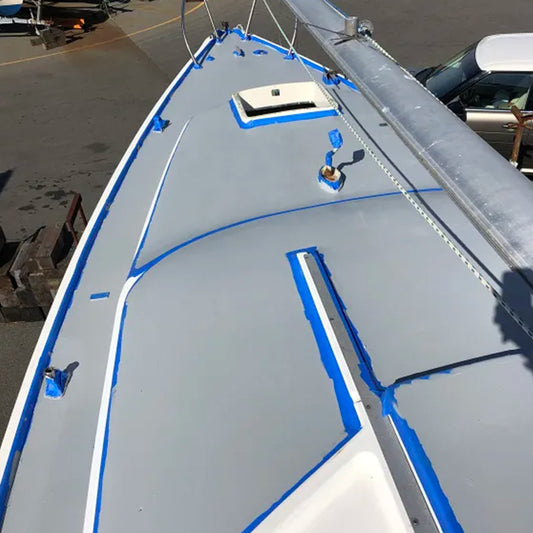 TotalBoat TotalTread Non-Skid Marine Deck Paint kingston gray on a boat
