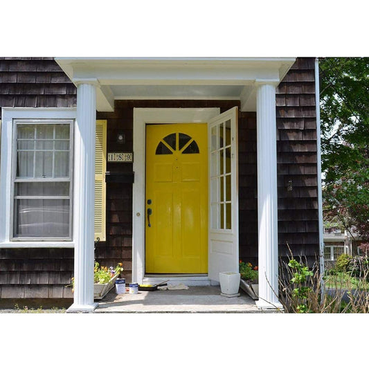 TotalBoat Wet Edge Topside Paint Yellow on a door