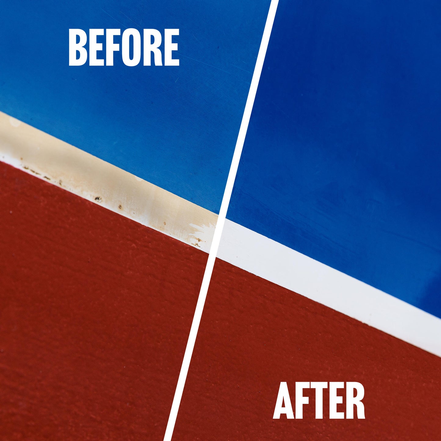 TotalBoat White Knight Fiberglass Stain Remover before and after