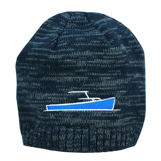 TotalBoat Winter Logo Beanie District / Navy and Charcoal Heather / One Size