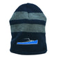 TotalBoat Winter Logo Beanie Oxford / Navy and Gray Stripes / One Size